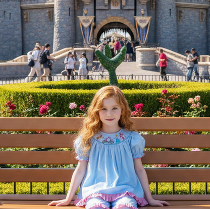 Light Blue Gingham Two-Piece CINDERELLA Smocked Short Sleeve Short Set