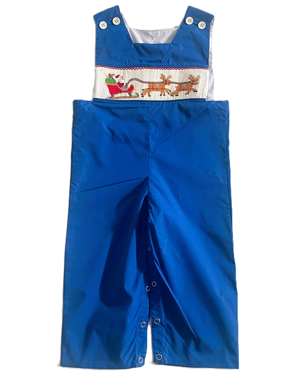 Blue Boy Longall With SANTA & REINDEERS Hand Smocked