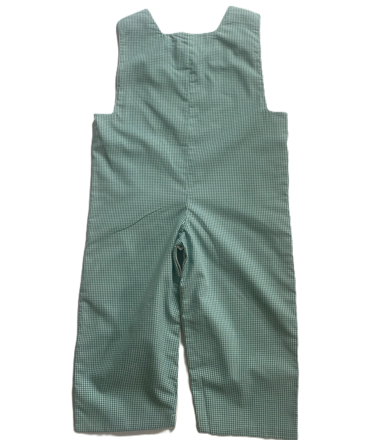 Green Gingham Boy Long Overall Monogramable