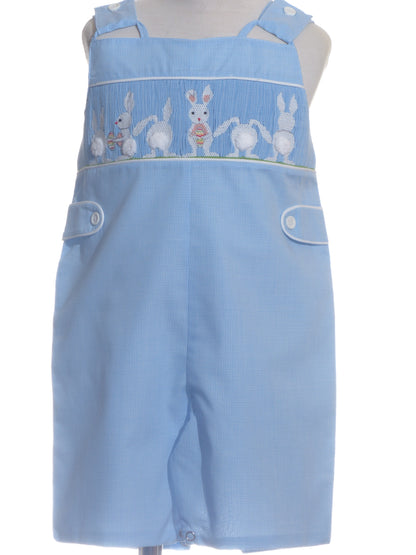 Light Blue Bunny Smocked Shortall