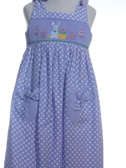 Purple Bunny Smocked Sleeveless Dress