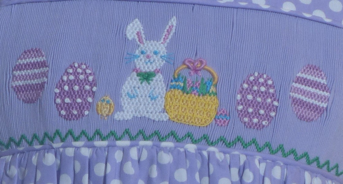 Purple Bunny Smocked Sleeveless Dress