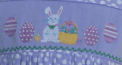 Purple Bunny Smocked Sleeveless Dress