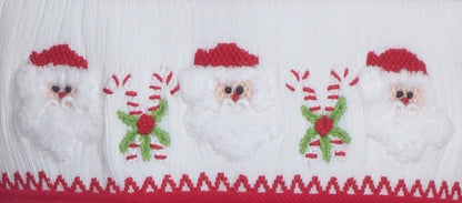 Red Corduroy Santa & Candy Cane Smocked Romper Short Sleeve
