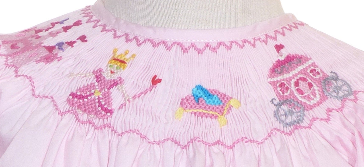 Light Pink Princess Smocked Angel Wing Sleeve Dress