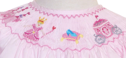 Light Pink Princess Smocked Angel Wing Sleeve Dress