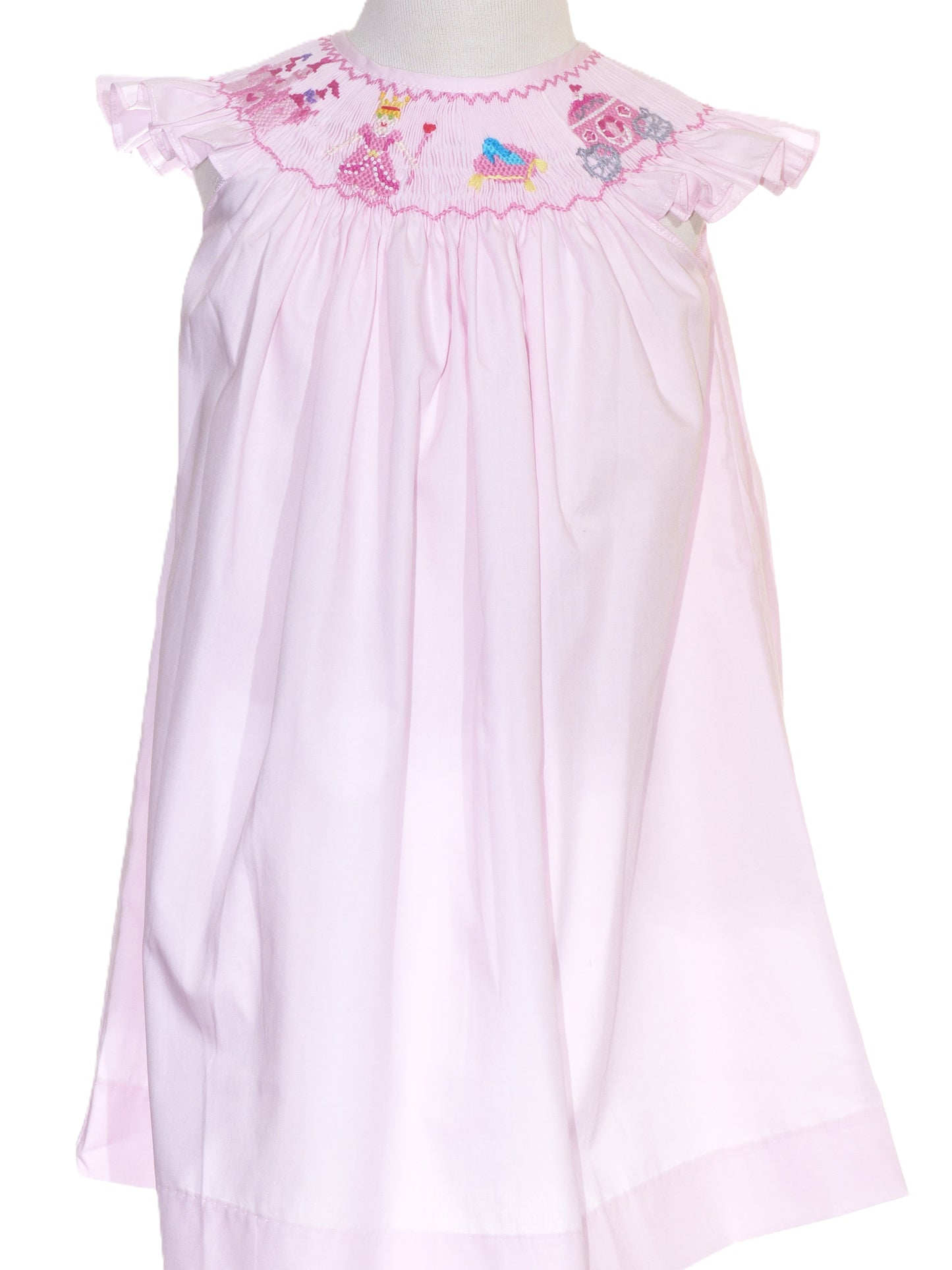 Light Pink Princess Smocked Angel Wing Sleeve Dress