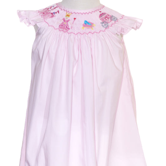 Light Pink Princess Smocked Angel Wing Sleeve Dress