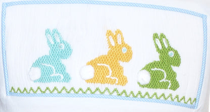 Blue Gingham Smocked Easter Bunnies T-shirt/Shorts Set