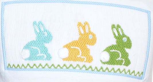 Blue Gingham Smocked Easter Bunnies T-shirt/Shorts Set