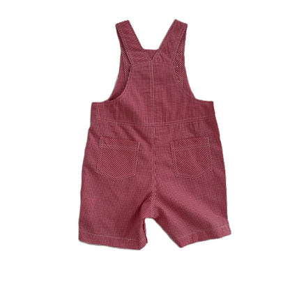 Red Gingham Boy Shortall With TOY VEHICLES Hand-Smocked