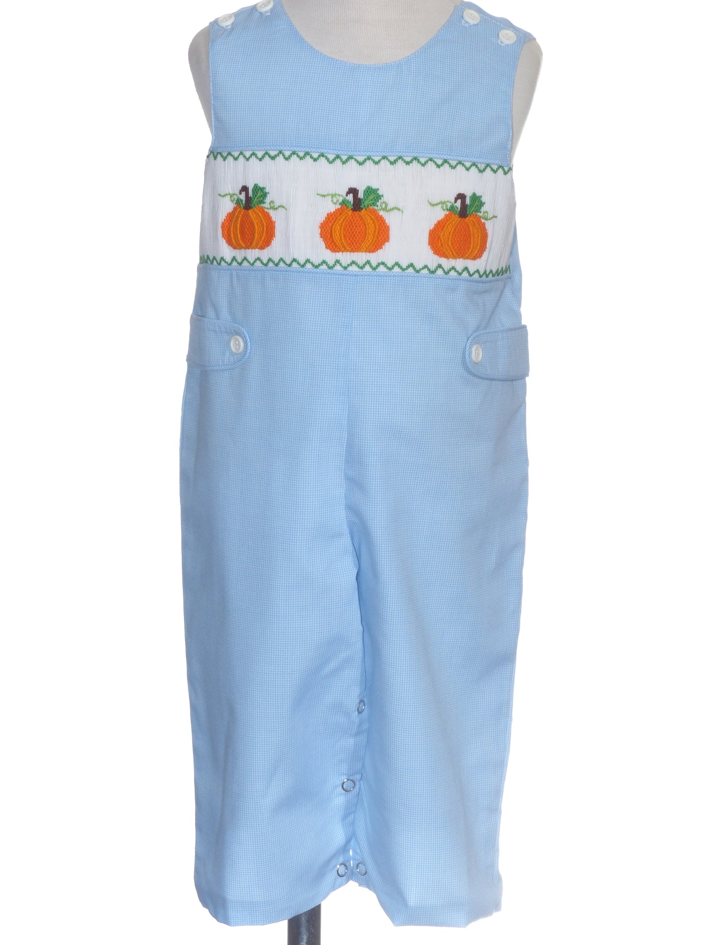 Blue Gingham Boy Long all featuring PUMPKIN Hand-Smocked
