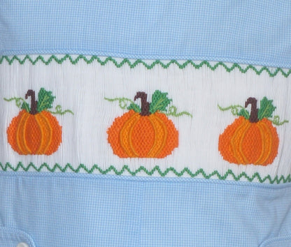 Blue Gingham Boy Long all featuring PUMPKIN Hand-Smocked