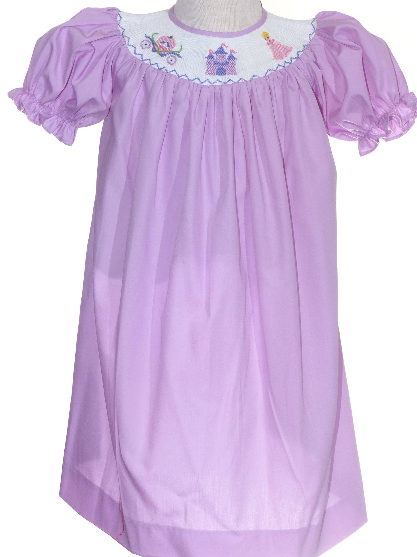 Purple Princess Smocked Short Sleeve Bishop Dress
