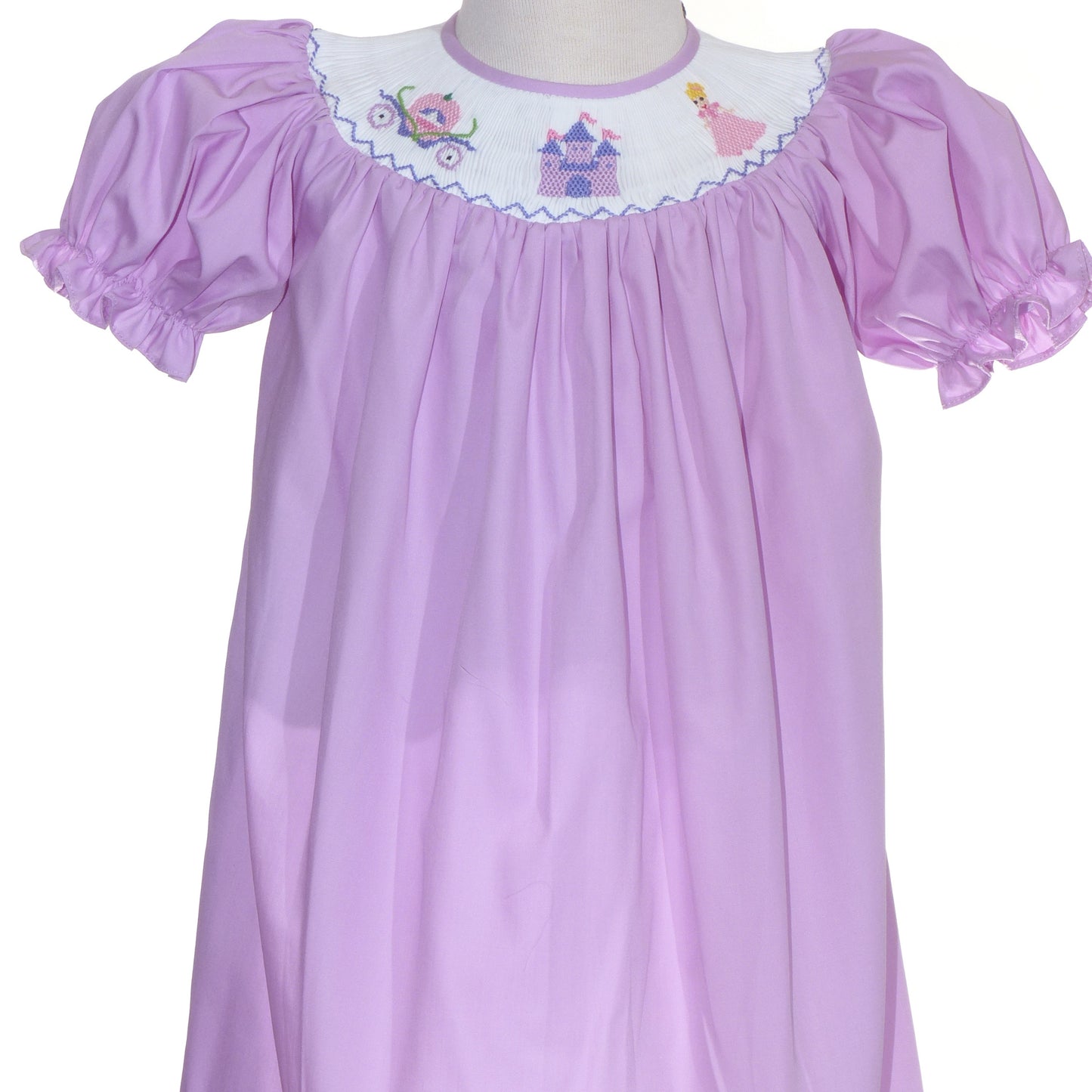 Purple Princess Smocked Short Sleeve Bishop Dress