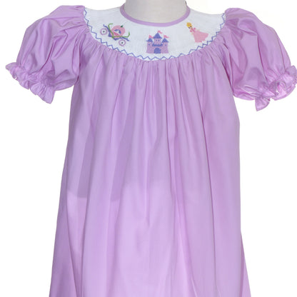 Purple Princess Smocked Short Sleeve Bishop Dress