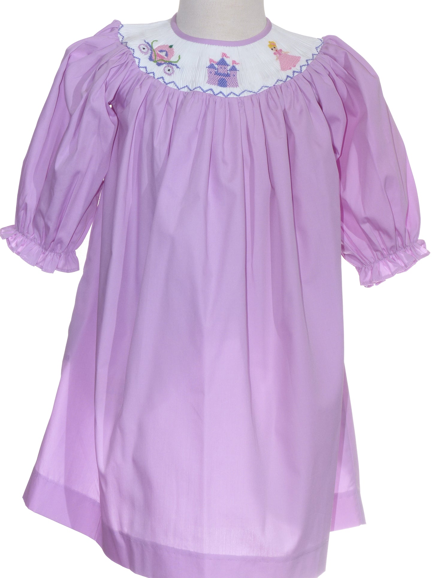 Purple Princess Smocked Long Sleeve Bishop Dress
