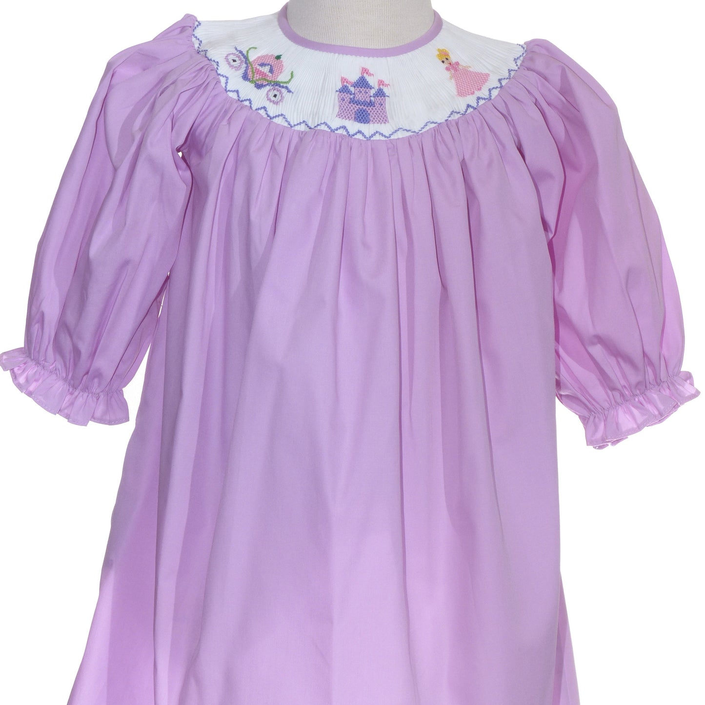 Purple Princess Smocked Long Sleeve Bishop Dress
