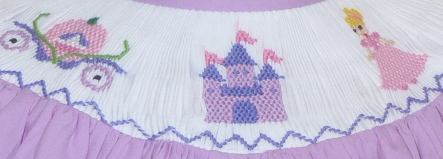 Purple Princess Smocked Short Sleeve Bishop Dress