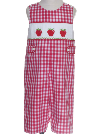 Red Gingham APPLE Smocked Boy Long all