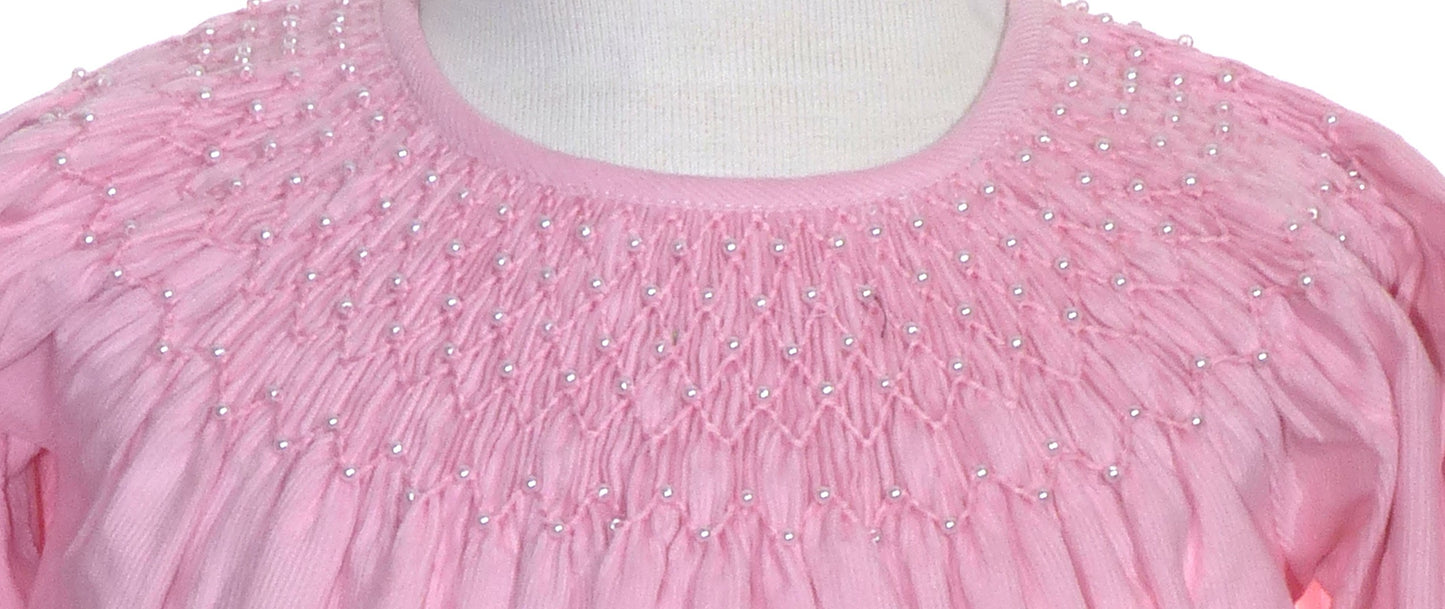 Pink Corduroy Geometric Smocked Pant Set