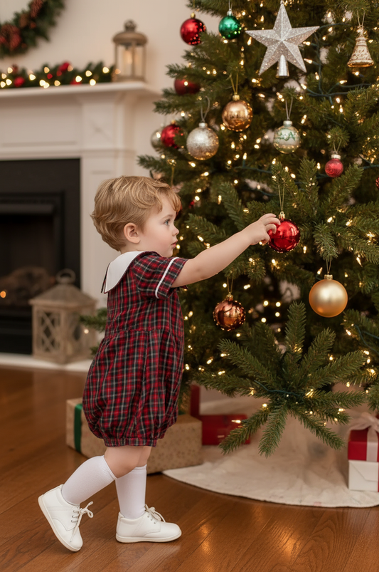 Red Plaid Boy Romper