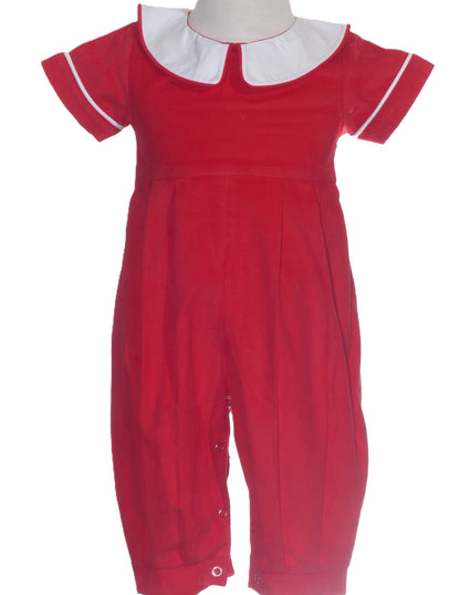 Red Boy Romper with Peter Pan Collar