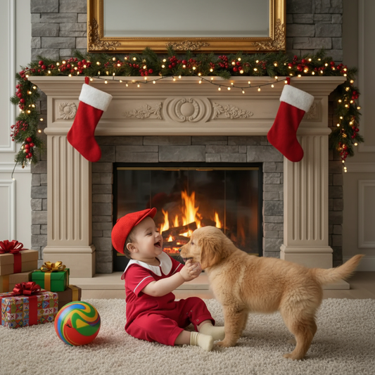 Red Boy Romper with Peter Pan Collar