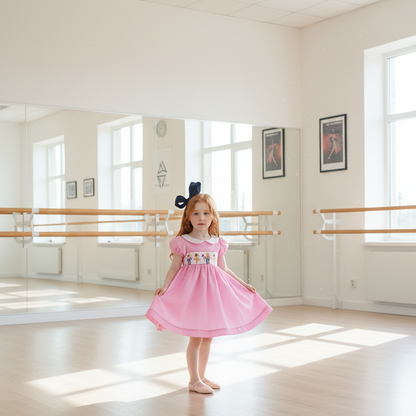 Pink Gingham NUTCRACKER Smocked Peter Pan Collar Dress