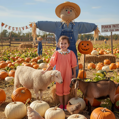 Orange Gingham Long Bishop Sleeve Romper featuring SCARECROW Hand-Smocked