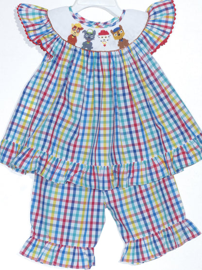 Multi Colors PAW PARTROL Smocked Angel Sleeve Short Set