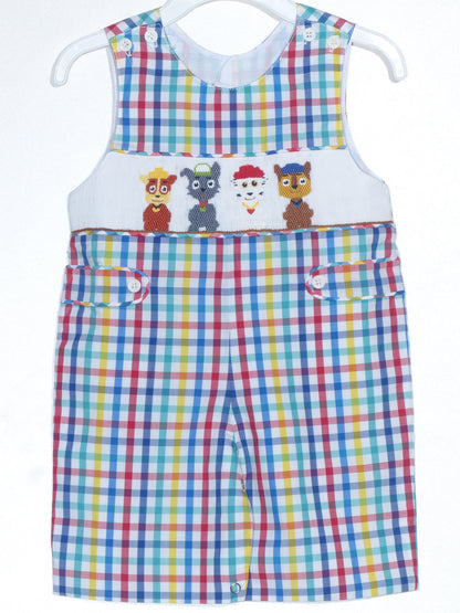 Multi Colors Gingham Boy Jon Jon featuring PAW PATROL Smocked