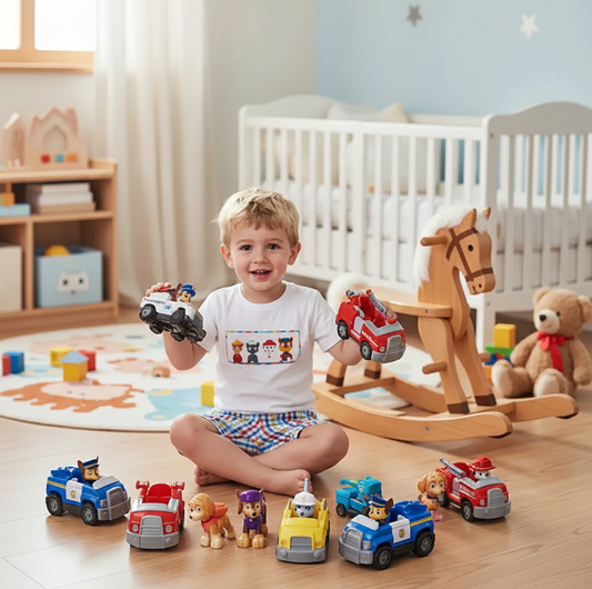 Multi Colors Gingham Boy Short Set featuring PAW PATROL Smocked