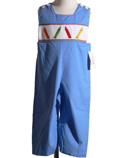 Blue Boy Long Overall featuring CRAYONS Smocked