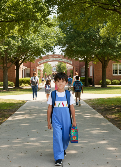Blue Boy Long Overall featuring CRAYONS Smocked