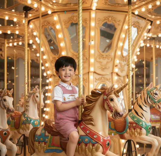 Red Gingham Boy Jon Jon featuring CARROUSEL Smocked
