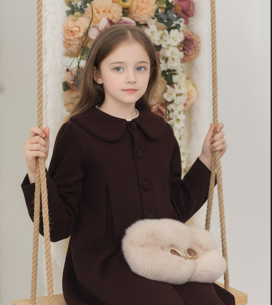 Vintage Brown Single Breasted Corduroy Coat with Big Buttons