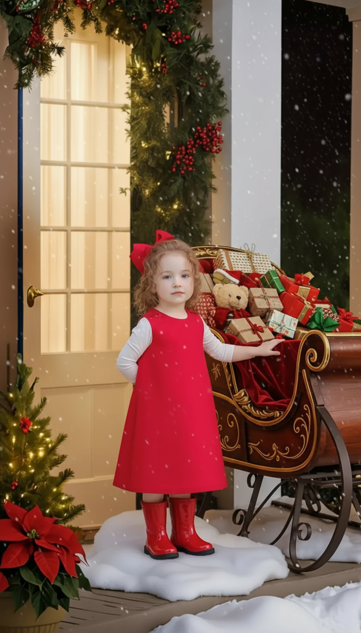 Red Corduroy Girl A-line Dress