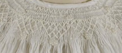 White Swiss Dot Geo Pearl Smocked Short Sleeve Bubble