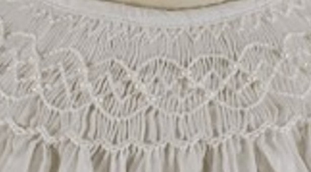 White Geo Pearl Smocked Short Sleeve Bubble