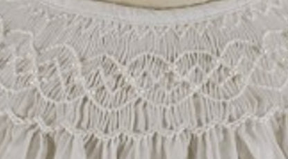 White Geo Pearl Smocked Short Sleeve Bubble