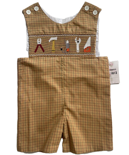 Brown Checked Boy Jon Jon featuring TOOLS Smocked
