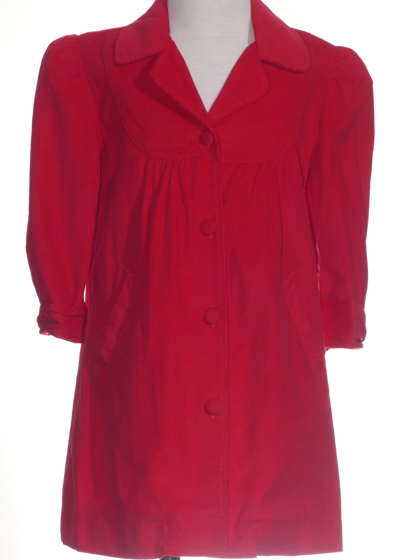 Red Corduroy Single Breasted Coat