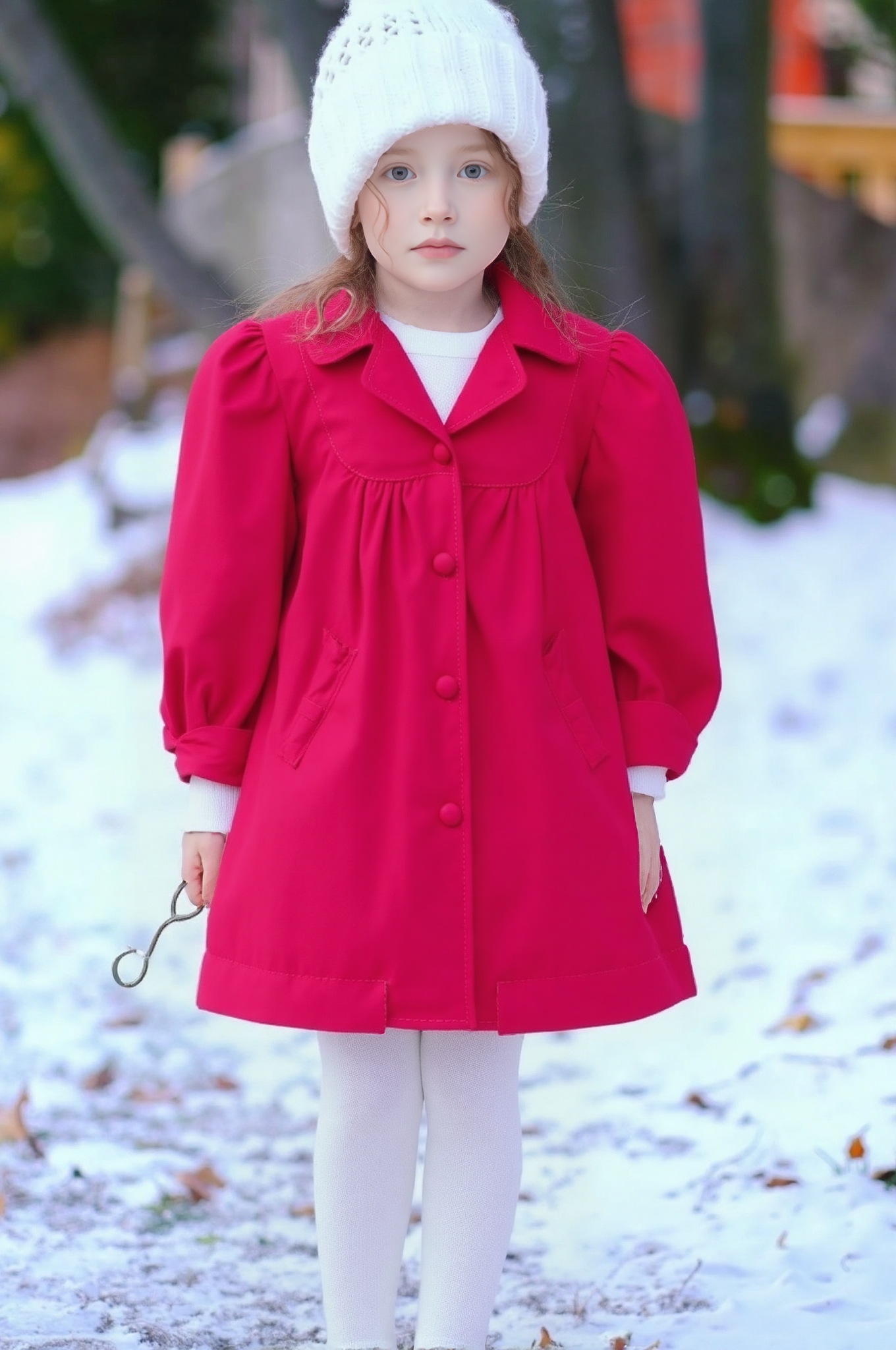 Red Corduroy Single Breasted Coat