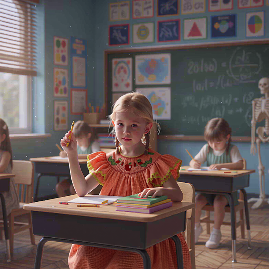 Orange gingham BOOKWORM Smocked Short Bishop Sleeve Dress