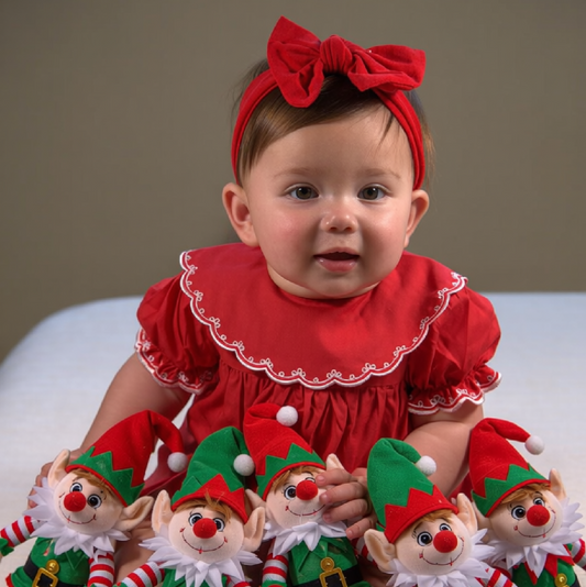 Red Embroidered Round Collar Bubble