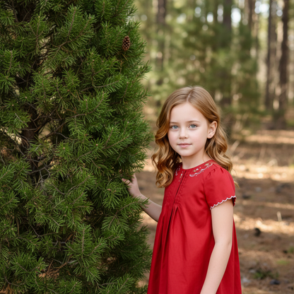 Red Hand Embroidered Flowers Gown