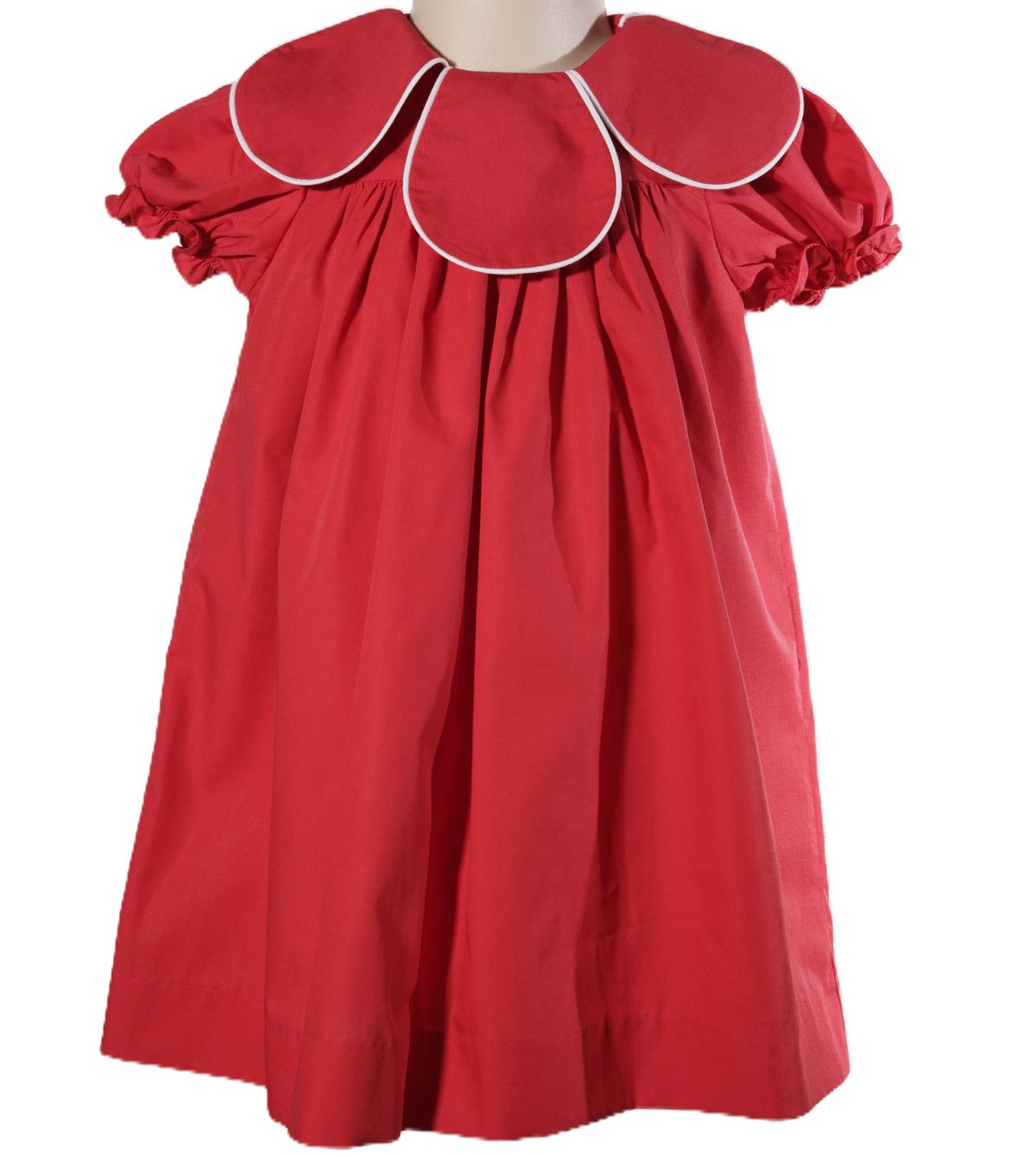Red Tulip Collar Short Sleeve Dress
