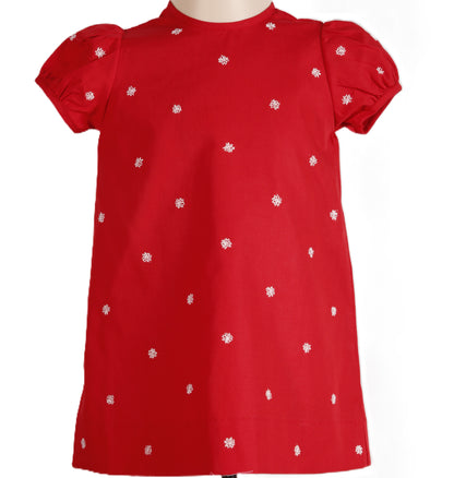 Red Christmas Snowflakes Hand Embroidered Dress