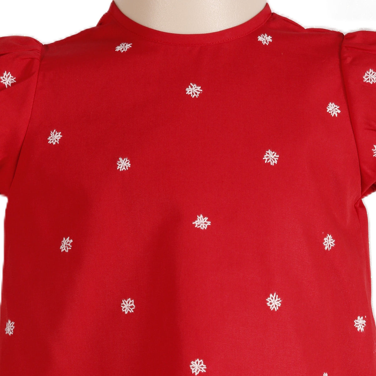 Red Christmas Snowflakes Hand Embroidered Dress